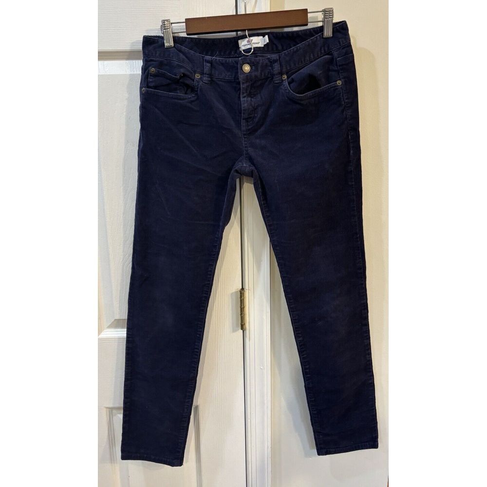Vineyard Vines Corduroy Pants Women's Sz 4 Navy Mid Rise Stretch Pockets